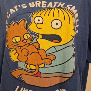 Blue Cat-Themed Graphic T-Shirt